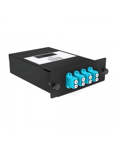 Кассета кроссовая 1 разъем черный Cabeus (FO-OM3-1x8MPO(m)/U-8xLC/U-А-BK) в Сергиевом Посаде Кросс оптический Pintop.ru