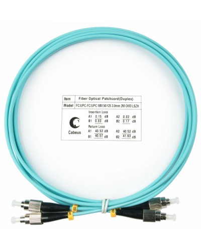Шнур оптический duplex FC-FC 50/125 mm OM3 2м LSZH Cabeus FOP-50-FC-FC-2m в Сергиевом Посаде Патч-корды и пигтейлы Pintop.ru