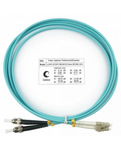 Шнур оптический duplex LC-ST 50/125 MM OM3 2 м LSZH Cabeus FOP-50-LC-ST-2M в Сергиевом Посаде Патч-корды оптические Pintop.ru