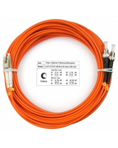 Шнур оптический duplex LC-ST 62,5/125 mm 15м LSZH Cabeus FOP-62-LC-ST-15m в Сергиевом Посаде Патч-корды оптические Pintop.ru