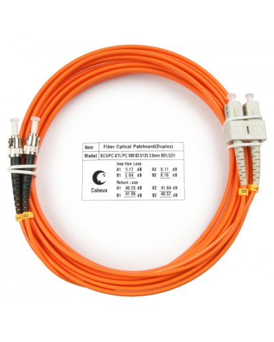 Шнур оптический duplex SC-ST 62,5/125 mm 5м LSZH Cabeus FOP-62-SC-ST-5m в Сергиевом Посаде Патч-корды оптические Pintop.ru