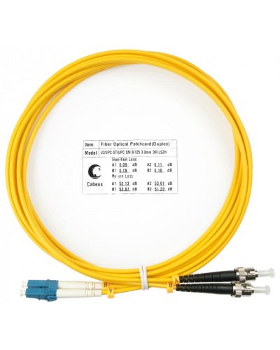 Шнур оптический duplex LC-ST 9/125 sm 3м LSZH Cabeus FOP(d)-9-LC-ST-3m в Сергиевом Посаде Патч-корды оптические Pintop.ru