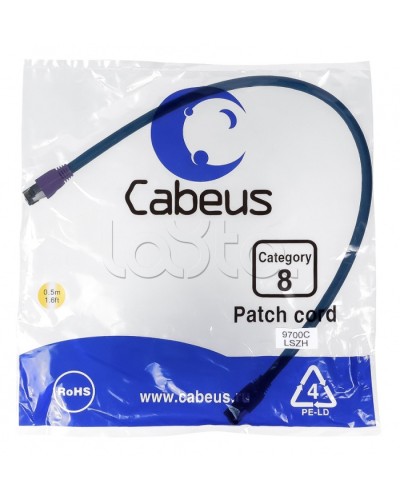Патч-корд S/FTP Cabeus PC-SSTP-RJ45-Cat.8-0.5m-LSZH в Сергиевом Посаде Патчкорды (медные) Pintop.ru