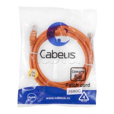 Патч-корд UTP, категория 5e, 2 м, неэкранированный, оранжевый Cabeus PC-UTP-RJ45-Cat.5e-2m-OR