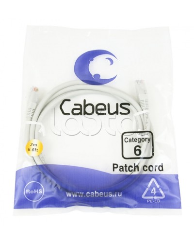 Шнур коммутационный 2xRJ-45/8P8C U/UTP кат.6 (1.5 м) Cabeus PC-UTP-RJ45-Cat.6-1.5m в Сергиевом Посаде Патчкорды (медные) Pintop.ru