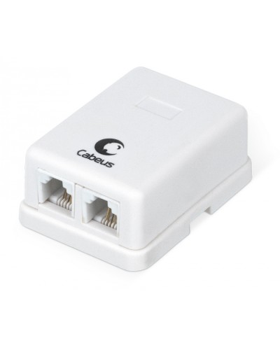 Розетка телефонная RJ-12(6P4C), двойная, внешняя, белая Cabeus WS-6P4C-TEL-2 в Сергиевом Посаде Розетки компьютерные и телефонные Pintop.ru