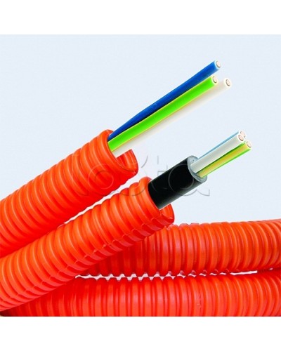 Электротруба ПНД гибкая гофр. д.16мм, цвет оранжевый, с кабелем ВВГнг(А)-LS 3х1,5мм² РЭК ГОСТ+, 100м DKC 7L916100 в Сергиевом Посаде Труба гофрированная Pintop.ru
