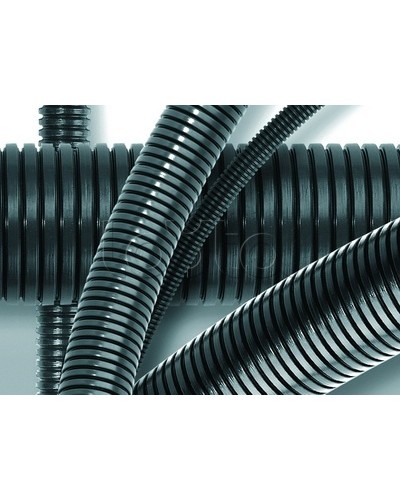 Труба ПА 6 гофр. DN48мм, ПВ-0, Dвн 47,4 мм, Dнар 54,5 мм, цвет тёмно-серый, с протяжкой DKC PA614855F0 в Сергиевом Посаде Гладкая труба Pintop.ru