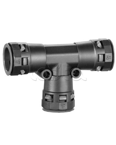 Тройник DN 17/17/17 мм, полиамид, цвет черный DKC PAT17N в Сергиевом Посаде Повороты, муфты, тройники Pintop.ru