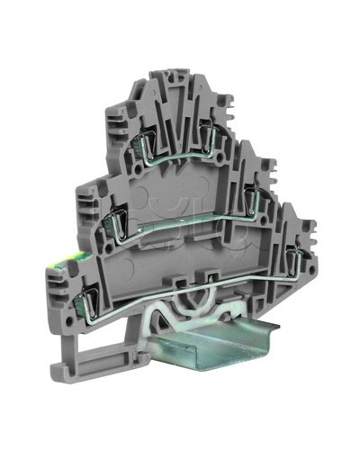 Зажим трех-уровневый c заземлением на нижнем уровне 2,5 кв.мм, серый DKC ZHL500GR в Сергиевом Посаде Держатели, клипсы, скобы Pintop.ru