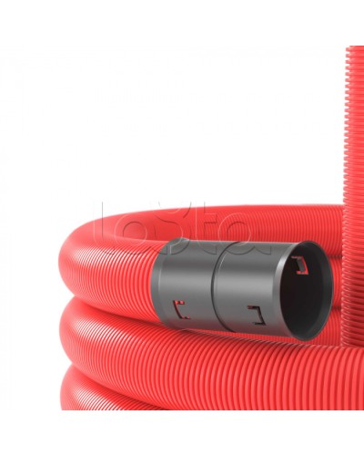 Двустенная труба ПНД D90мм без протяжки (50м уп) красная DKC (120990) в Сергиевом Посаде Труба гофрированная Pintop.ru