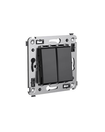 Выключатель двухклавишный в стену, Avanti, Черный квадрат DKC 4402104 в Сергиевом Посаде Аксессуары для стоек и шкафов Pintop.ru