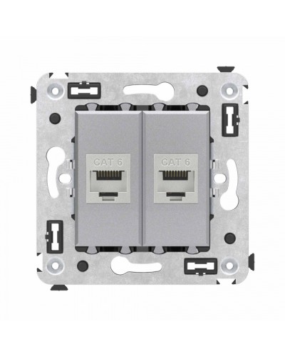 Компьютерная розетка RJ-45 в стену, кат.6 двойная экранированная, Avanti, Закаленная сталь DKC (4404794) в Сергиевом Посаде Розетки компьютерные и телефонные Pintop.ru