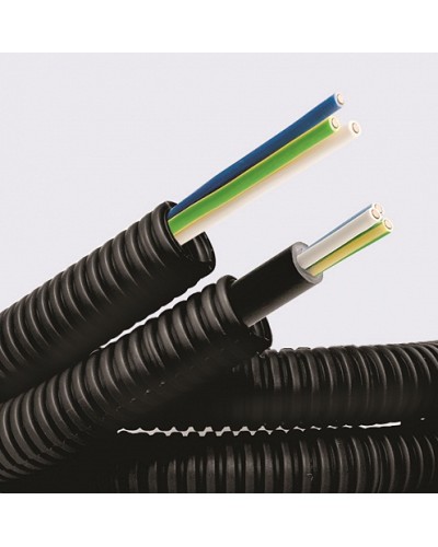 Электротруба ПНД гибкая гофр. д.16мм, цвет черный, с кабелем ВВГнг(А)-LS 3х1,5мм² РЭК ГОСТ+, 100м DKC 7L716100 в Сергиевом Посаде Труба гофрированная Pintop.ru