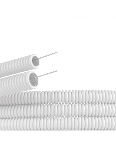 Труба ПЛЛ гибкая гофр. не содержит галогенов д.16мм, ПВ-0, с протяжкой,100м, цвет белый DKC (81816) в Сергиевом Посаде Труба гофрированная Pintop.ru
