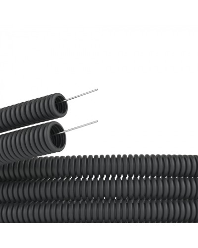 Труба ПВХ гибкая гофрированная. д.20мм, лёгкая с протяжкой, цвет черный (100 м) DKC (91920B) в Сергиевом Посаде Труба гофрированная Pintop.ru