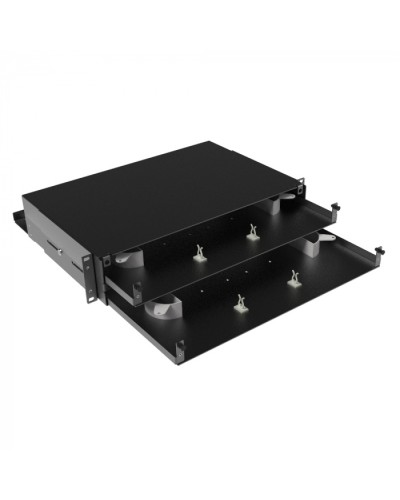 Оптическая полка выдвижная, без лицевой панели, неукомплектованная, 2U, черная DKC RNFPE2U48 в Сергиевом Посаде Полки для шкафов и стоек Pintop.ru