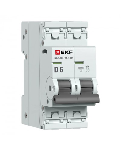Автоматический выключатель 2P 6А (D) 6кА ВА 47-63N EKF PROxima (M636206D) в Сергиевом Посаде Электротехническое оборудование Pintop.ru