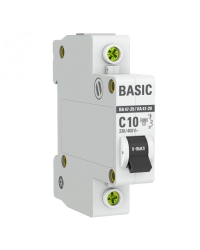 Автоматический выключатель 1P 10А (C) 4,5кА ВА 47-29 EKF Basic (mcb4729-1-10C) в Сергиевом Посаде Электротехническое оборудование Pintop.ru