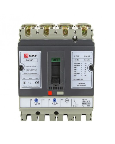 Выключатель автоматический ВА-99C (Compact NS) 100/ 16А 3P+N 36кА EKF PROxima (mccb99C-100-16+N) в Сергиевом Посаде Электротехническое оборудование Pintop.ru