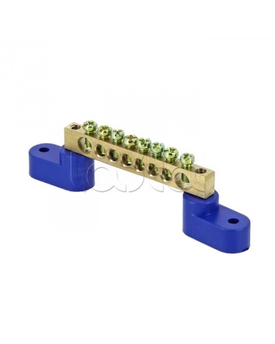 Шина 0 N (8х12мм) 8 отверстий латунь 2 синих угловых изолятора EKF PROxima (sn0-125-08-2) в Сергиевом Посаде Крепежные изделия Pintop.ru