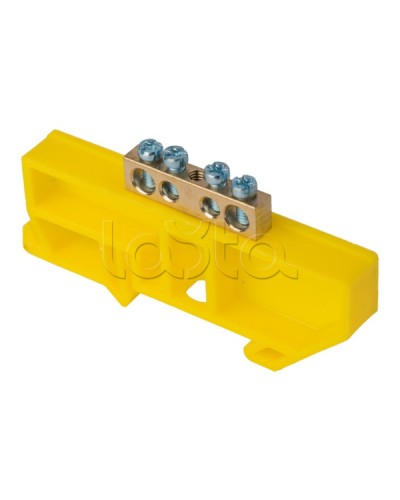 Шина 0 N (6х9мм) 4 отверстия латунь желтый изолятор на DIN-рейку EKF PROxima (sn0-63-04-dz) в Сергиевом Посаде Аксессуары для стоек и шкафов Pintop.ru