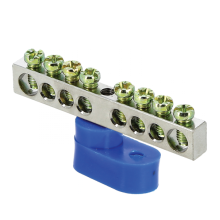 Шина "0" N (6x9мм) 8 отв. цинк синий угловой изолятор EKF PROxima (sn1-63-08-1)