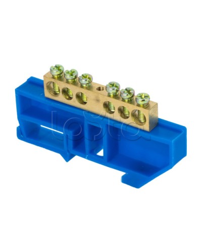 Шина 0 N (8х12мм) 6 отверстий латунь синий изолятор на DIN-рейку EKF PROxima (sn0-125-6-d) в Сергиевом Посаде Клеммные колодки Pintop.ru