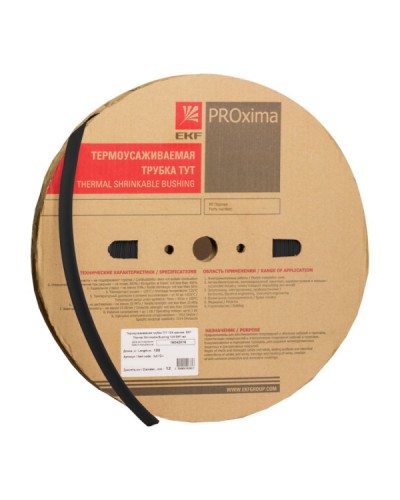 Трубка термоусаживаемая ТУТ 6/3 черная (100м) EKF (tut-6-b) в Сергиевом Посаде Аксессуары для кабель-канала Pintop.ru