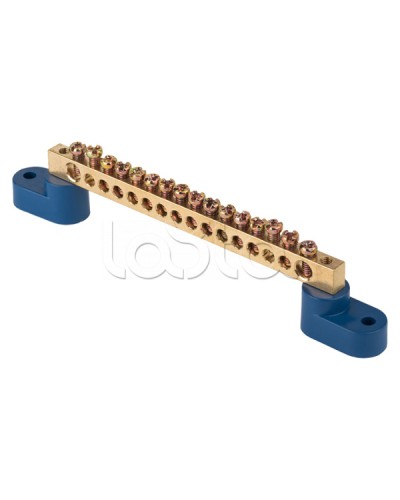 Шина 0 N (8х12мм) 16 отверстий латунь 2 синих угловых изолятора EKF PROxima (sn0-125-16-2) в Сергиевом Посаде Клеммные колодки Pintop.ru