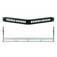 Коммутационная угловая панель 19” наборная, FTP, 1U, 24 порта, черный Eurolan (27A-00-24BL)