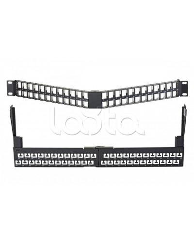 Коммутационная угловая панель 19” наборная, FTP, 1U, 48 портов, черный Eurolan (27A-00-48-01BL) в Сергиевом Посаде Патч панель Pintop.ru