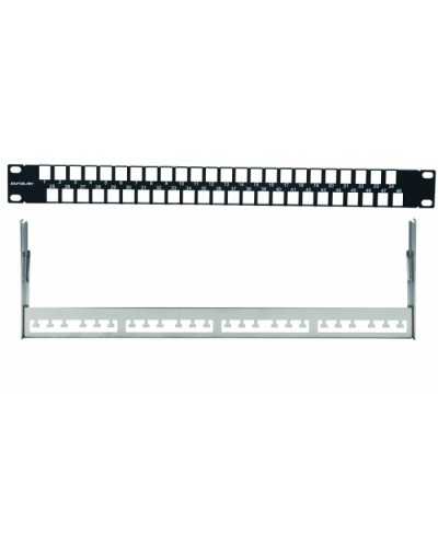 Комм. панель наборная 19, 1U, 48 портов под прямые UTP Keystone Eurolan (27B-00-48BL) в Сергиевом Посаде Патч панель Pintop.ru