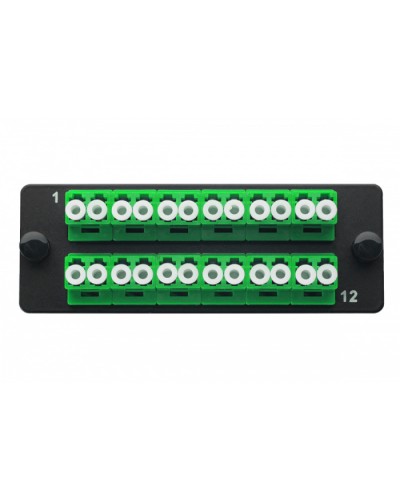 Комплект планка Q-SLOT с 12 адаптерами дуплекс LC OS2, монтажные шнуры, КДЗС Eurolan 38M-S2-2L-12BL в Сергиевом Посаде Коннекторы Pintop.ru