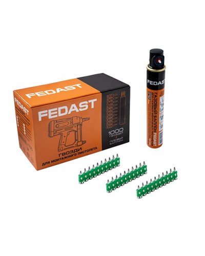 Гвозди 3.0*19 мм усиленные для монтажного пистолета в комплекте с газовым баллоном 165 мм FEDAST (fd3019egfc) в Сергиевом Посаде Крепеж: Дюбели, шурупы, саморезы Pintop.ru