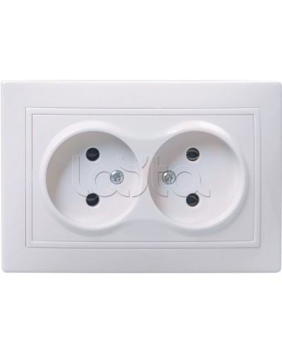 Розетка РС12-2-КБ двухместная без заземляющего контакта без защитной шторки «Кварта», 2 модуля IEK ERK23-K01-10-DM в Сергиевом Посаде Аксессуары для кабель-канала Pintop.ru