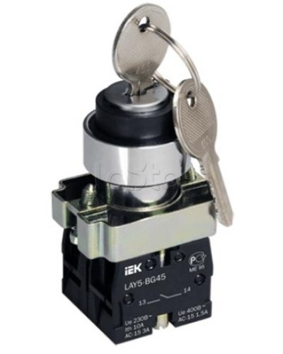 Переключатель LAY5-BG45 на 2 положения с ключом без фиксации IEK BSW80-BG-2-K02 в Сергиевом Посаде Аксессуары для стоек и шкафов Pintop.ru