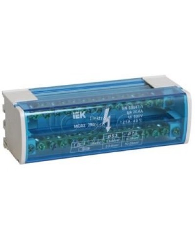 Шина «N» нулевая на DIN-рейку в корпусе 2Х15 групп IEK YND10-2-15-125 в Сергиевом Посаде Аксессуары для стоек и шкафов Pintop.ru