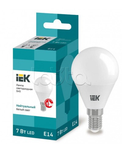 Лампа светодиодная LED 7вт E14 белый матовый шар ECO IEK (LLE-G45-7-230-40-E14) в Сергиевом Посаде Источники света(Лампы) Pintop.ru