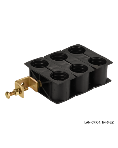 Комплект крепления для 6-ти коаксиальных кабелей диаметром 1-1/4, со струбциной LANMASTER LAN-CFX-1.1/4-6-EZ в Сергиевом Посаде Аксессуары для стоек и шкафов Pintop.ru