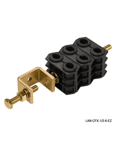 Комплект крепления для 6-ти коаксиальных кабелей диаметром 3/8-1/2, со струбциной LANMASTER LAN-CFX-1/2-6-EZ в Сергиевом Посаде Аксессуары для стоек и шкафов Pintop.ru