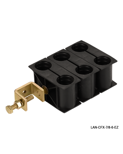 Комплект крепления для 6-ти коаксиальных кабелей диаметром 7/8, со струбциной LANMASTER LAN-CFX-7/8-6-EZ в Сергиевом Посаде Аксессуары для стоек и шкафов Pintop.ru