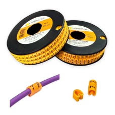 Клипса маркировочная на кабель диаметром 3.6–7.4 мм, символ "C", 500 шт., желтая LANMASTER LAN-MCC-EC2C/500-YL