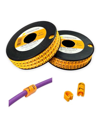 Клипса маркировочная на кабель диаметром 3.6–7.4 мм, символ 3, 500 шт., желтая LANMASTER LAN-MCC-EC23/500-YL в Сергиевом Посаде Аксессуары для стоек и шкафов Pintop.ru