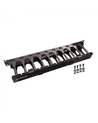 Кабельный органайзер 19 c пластиковыми пальцами глубиной 106 мм и крышкой, 2U LANMASTER (LAN-ORG-PF/S-2U) в Сергиевом Посаде Кабельные органайзеры Pintop.ru