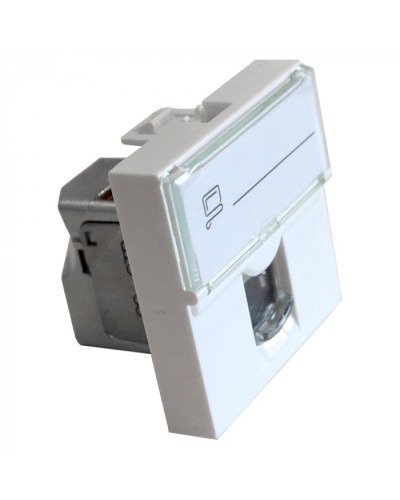 Вставка Mosaic 45x45, RJ-45 STP, кат.6, со шторкой и увеличенным окном маркировки, белая LANMASTER LAN-SIP-23S6-WH в Сергиевом Посаде Модули Keystone Pintop.ru