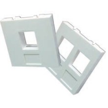 Вставка 45x45 на 2 кейстоуна, со шторками, маркировкой и иконками, белая LANMASTER LAN-SIP-24М-WH