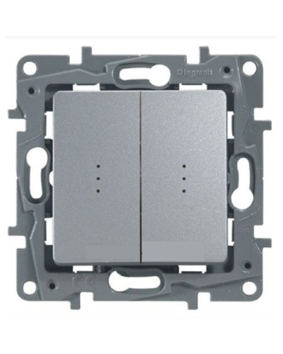 Переключатель двухклавишный с подсветкой Etika Plus 10 AX 250 В алюминий Legrand 672416 в Сергиевом Посаде Аксессуары для кабель-канала Pintop.ru