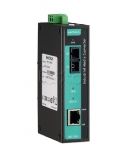 Медиаконвертер Ethernet 10/100BaseTX в 100BaseFX (SC) с расширенным диапазоном температур Moxa IMC-21A-S-SC-T в Сергиевом Посаде Медиаконвертеры Pintop.ru