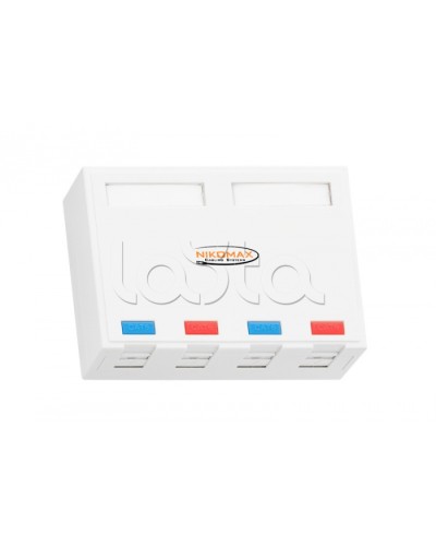 Корпус настенной розетки 4 порта NIKOMAX (NMC-MB4P-ST-WT) в Сергиевом Посаде Аксессуары для кабель-канала Pintop.ru